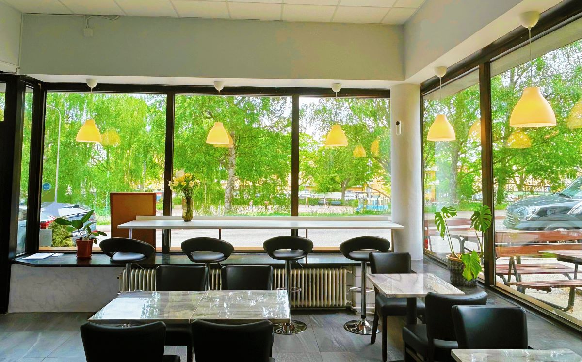Restaurant interior view used as header background